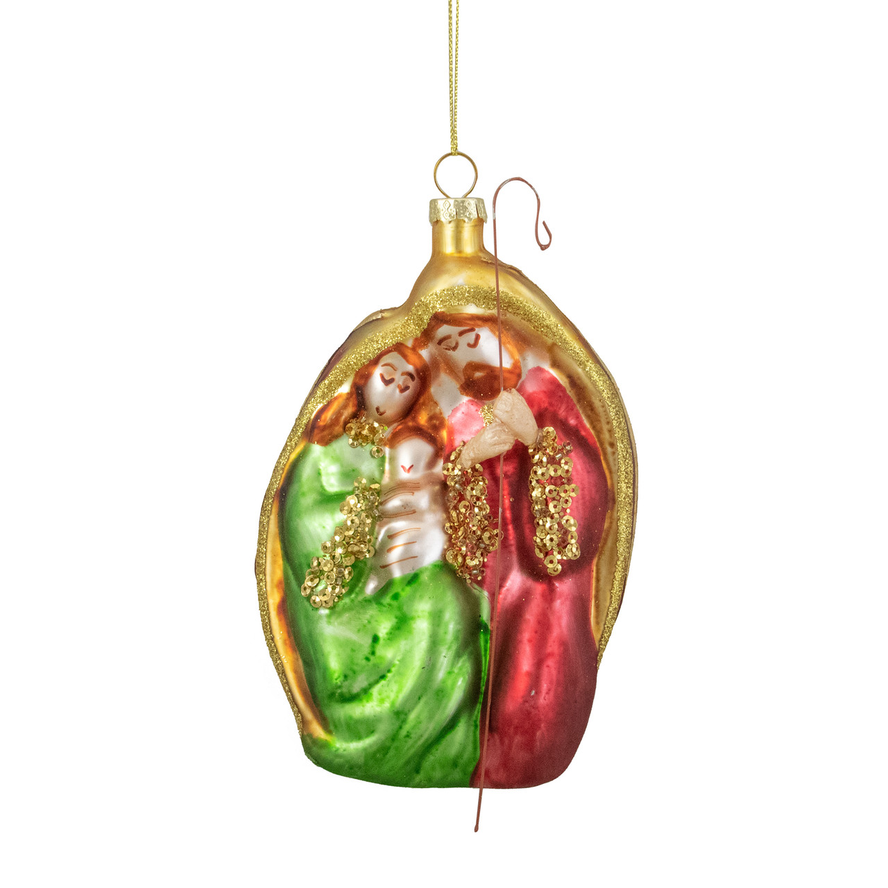 Holy Family Glass Nativity Christmas Ornament - 6"