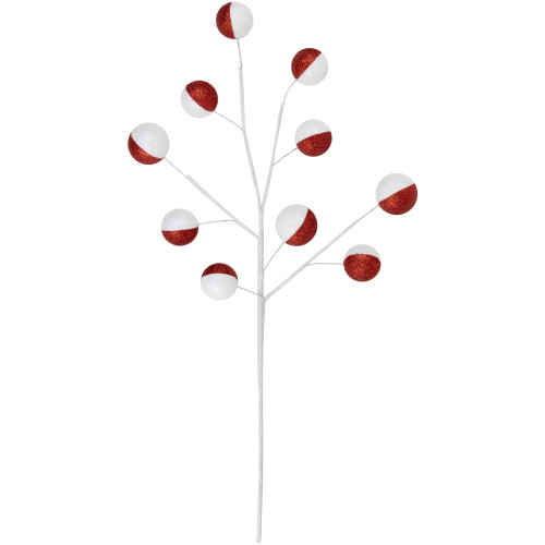 Set of 2 Red and White Glittered Candy Cane Christmas Picks 22"