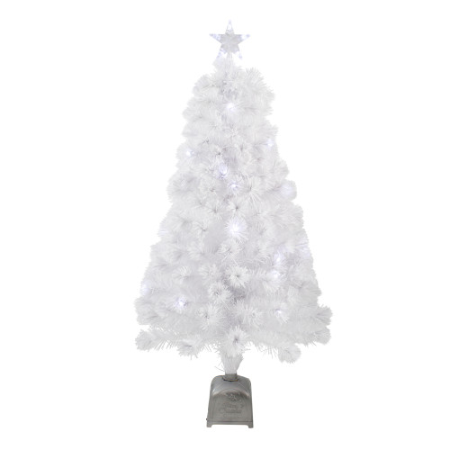 Pre-Lit Color Changing Fiber Optic Artificial Christmas Tree - 4' - White - Multicolor LED Lights
