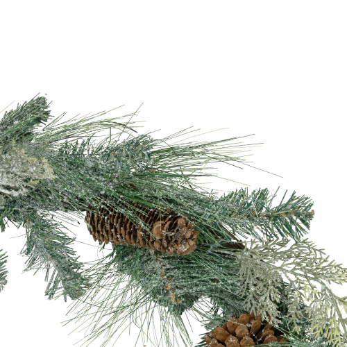 Frosted Mixed Pine and Pine Cones Artificial Christmas Garland - 6' x 9" - Unlit