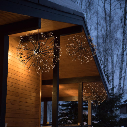 20" LED Lighted Brown Christmas Ball Decoration, Warm White Lights