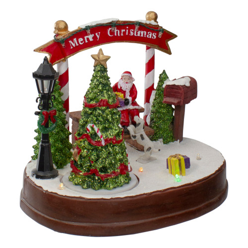 Lighted "Merry Christmas" Winter Scene with Music and a Turning Tree - 8"