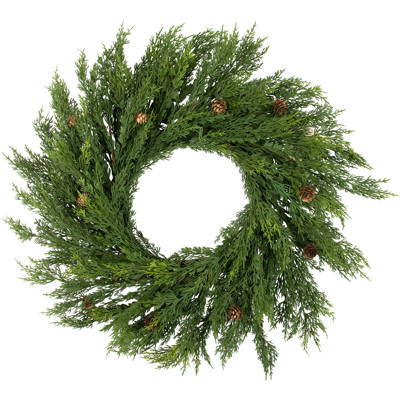 Real Touch?? Cedar Artificial Christmas Wreath with Pinecones   - 24" - Unlit