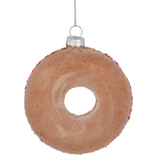 4.75" Pink Frosted Doughnut Glass Christmas Ornament