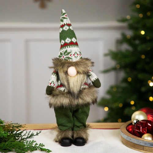 Standing Gnome with Knitted Outfit Christmas Figure - 19" - Green
