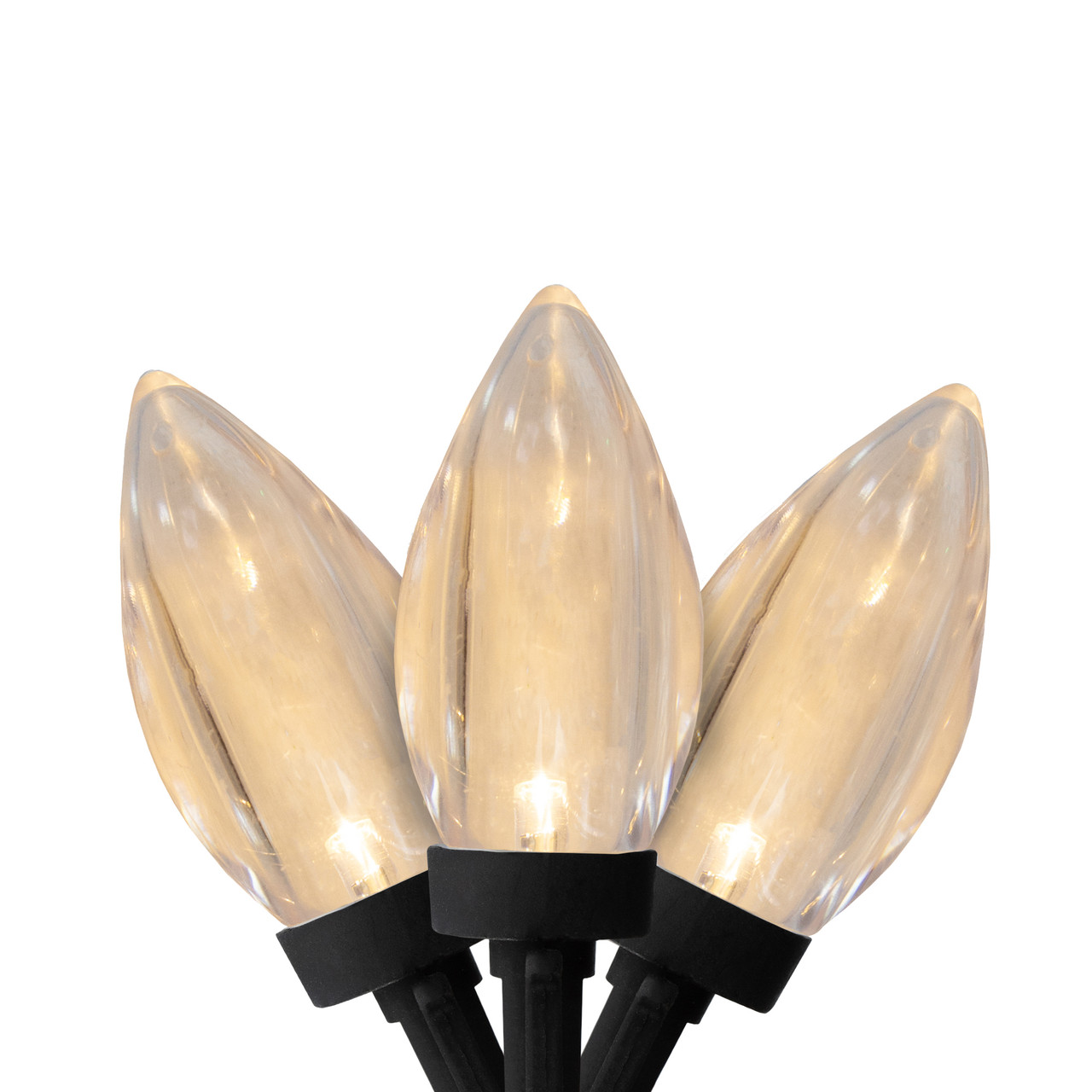 25 Count Warm White LED C9 Christmas Lights, 16 ft Black Wire