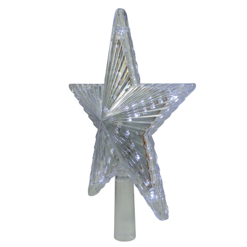 9.5" Lighted Clear Twinkling 5-Point Star Christmas Tree Topper - Clear White LED Lights