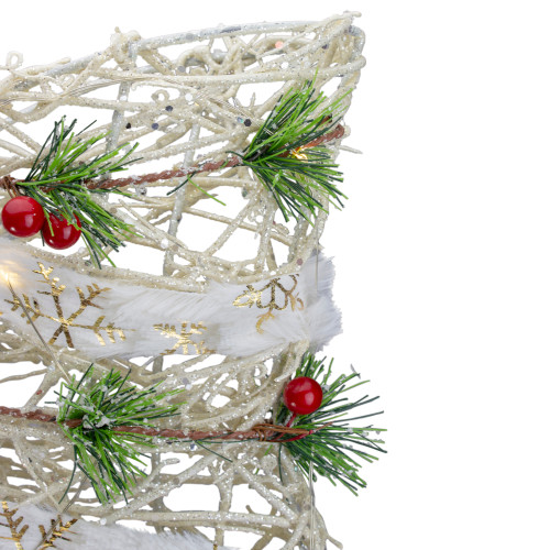 20" White Rattan Berry and Pinecone Christmas Bow
