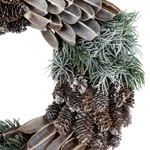 Brown and Green Pine Needle and Pine Cone Artificial Christmas Wreath, 13.5-Inch, Unlit