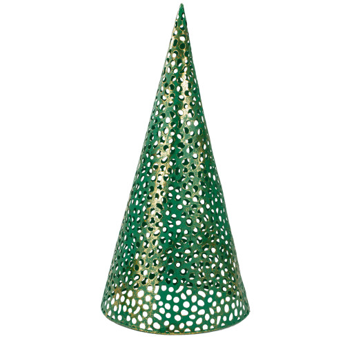 Christmas Cone Trees - 16" - Green and Gold - Set of 3
