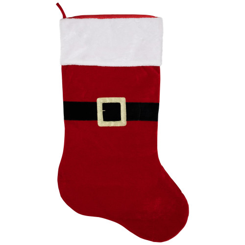 Velveteen Santa Claus Belt Buckle Commercial Christmas Stocking - 48" - Red and White
