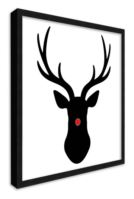 Rudolph the Red Nosed Reindeer 15.5" x 15.5" Framed Christmas Wall Decor Art Print Sign Poster in a Black Wooden Frame with UV Acrylic and Hangers