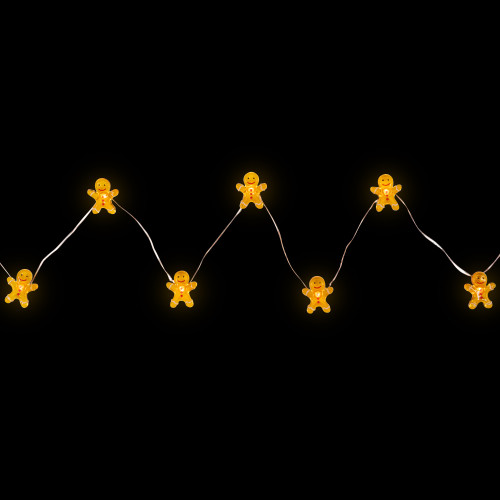 20-Count LED Mini Gingerbread Men Christmas Fairy Lights, 6.5 ft Silver Wire