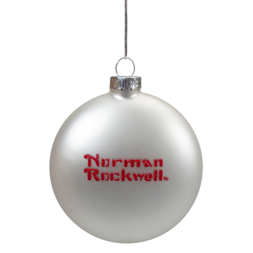 3" Norman Rockwell 'Bringing Home The Tree' Glass Christmas Disc Ornament