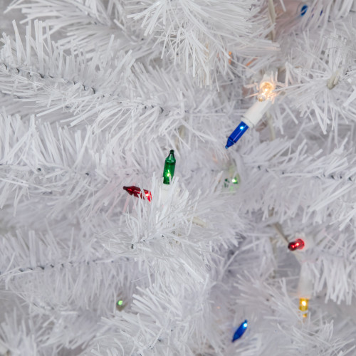 3' Pre-Lit Snow White Artificial Christmas Tree, Multi Lights