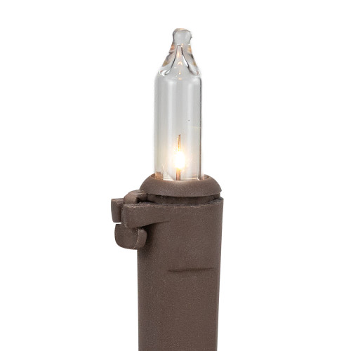 Mini Christmas Light Set - Clear - 4' Brown Wire - 10ct
