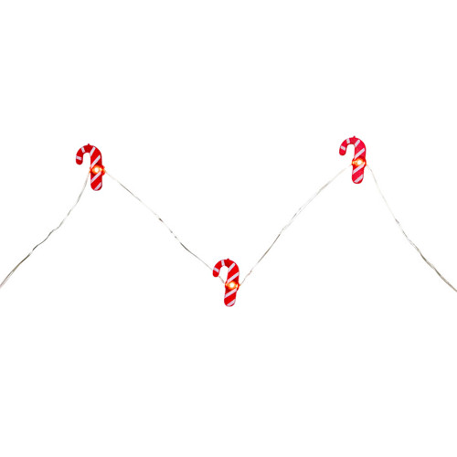 20-Count LED Candy Cane Christmas Fairy Lights, 6.5 ft Silver Wire