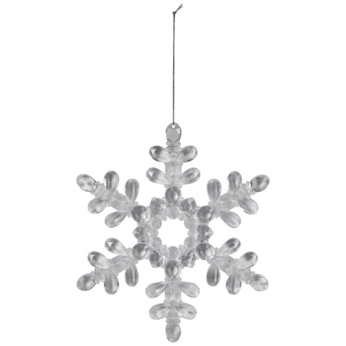 Snowflake Acrylic Christmas Ornaments - 7" - Clear - Set of 6