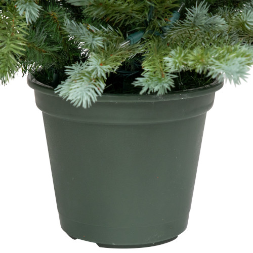 4' Potted Blue Spruce Artificial Christmas Tree, Clear Lights