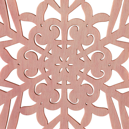 Snowflake Cut-Out Wood Christmas Ornaments - 4.75" - Pink - Set of 4