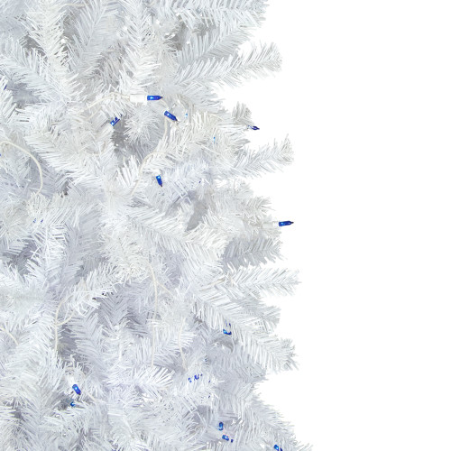 6.5' Pre-Lit Woodbury White Pine Pencil Artificial Christmas Tree, Blue Lights