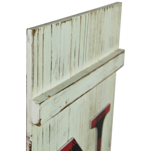 47.5" Red Buffalo Plaid Wooden Noel Christmas Porch Board Sign Decoration