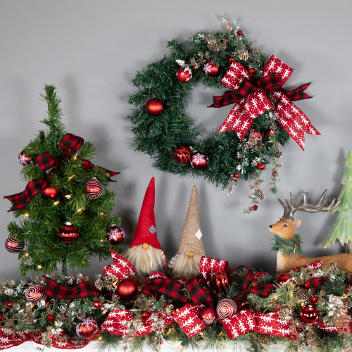 Black and Red Check Plaid Wired Craft Christmas Ribbon 2.5" x 10 Yards