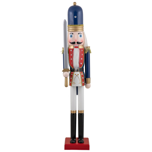 48.25" Blue and White Christmas Nutcracker Soldier with Sword