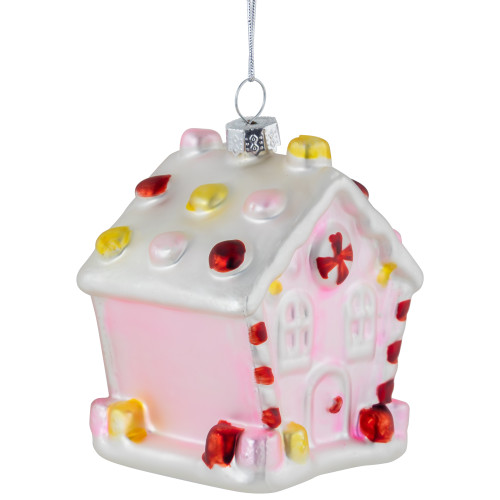 3.25" Pink Candy House Glass Christmas Ornament
