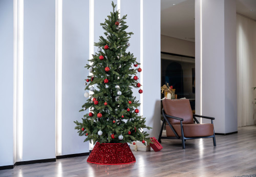 26" Red Sequins Hexagonal Christmas Tree Collar