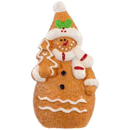 Frosted Gingerbread Snowman with Cookie Tree Christmas Figurine - 5.75"
