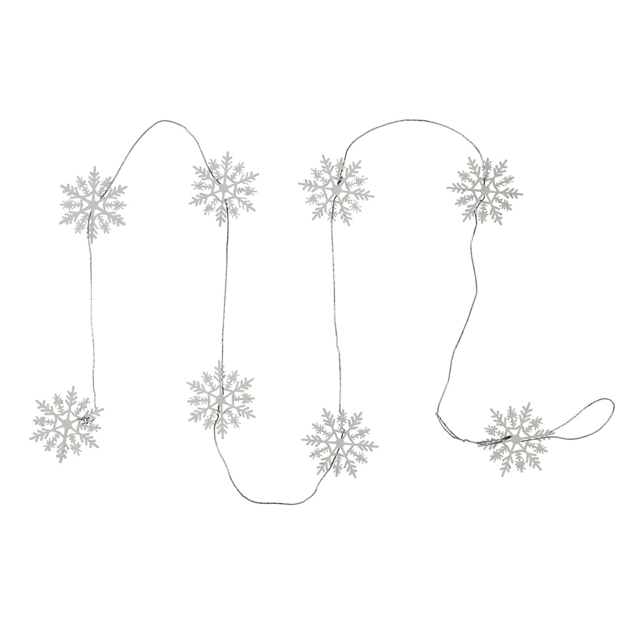 5' White Glitter Dusted Wooden Snowflake Christmas Garland