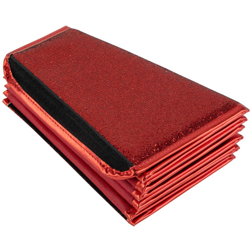 26" Glittery Red Fabric Hexagonal Christmas Tree Collar