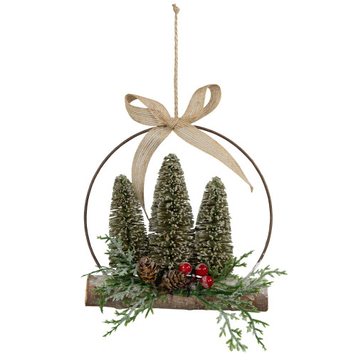 Frosted Mini Bottle Brush Trees Christmas Ornament - 7"