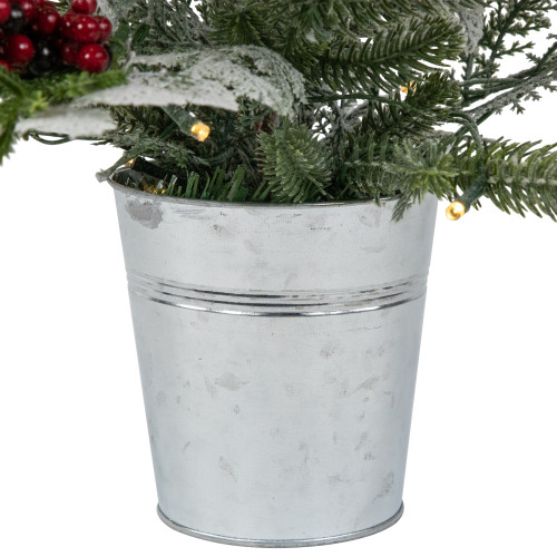 Pre-Lit LED Frosted Mixed Pine with Cardinals Potted Christmas Tree - 2' - Warm White Lights
