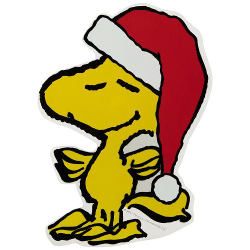 Peanuts Woodstock in Santa Hat Christmas Window Cling Decoration - 7"