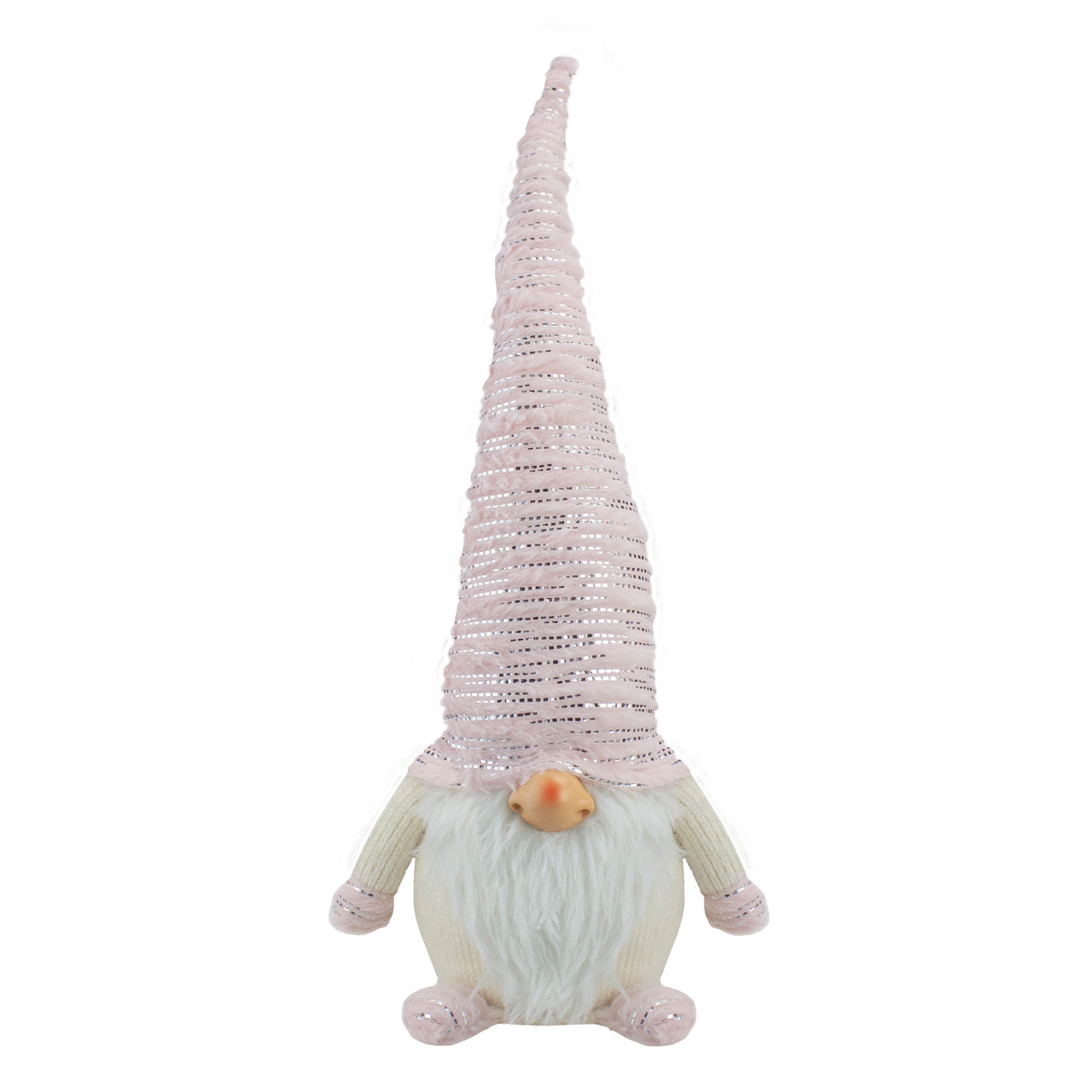 Plump Gnome with Embellished Hat Christmas Figure - 16" - Pink, Silver and Cream
