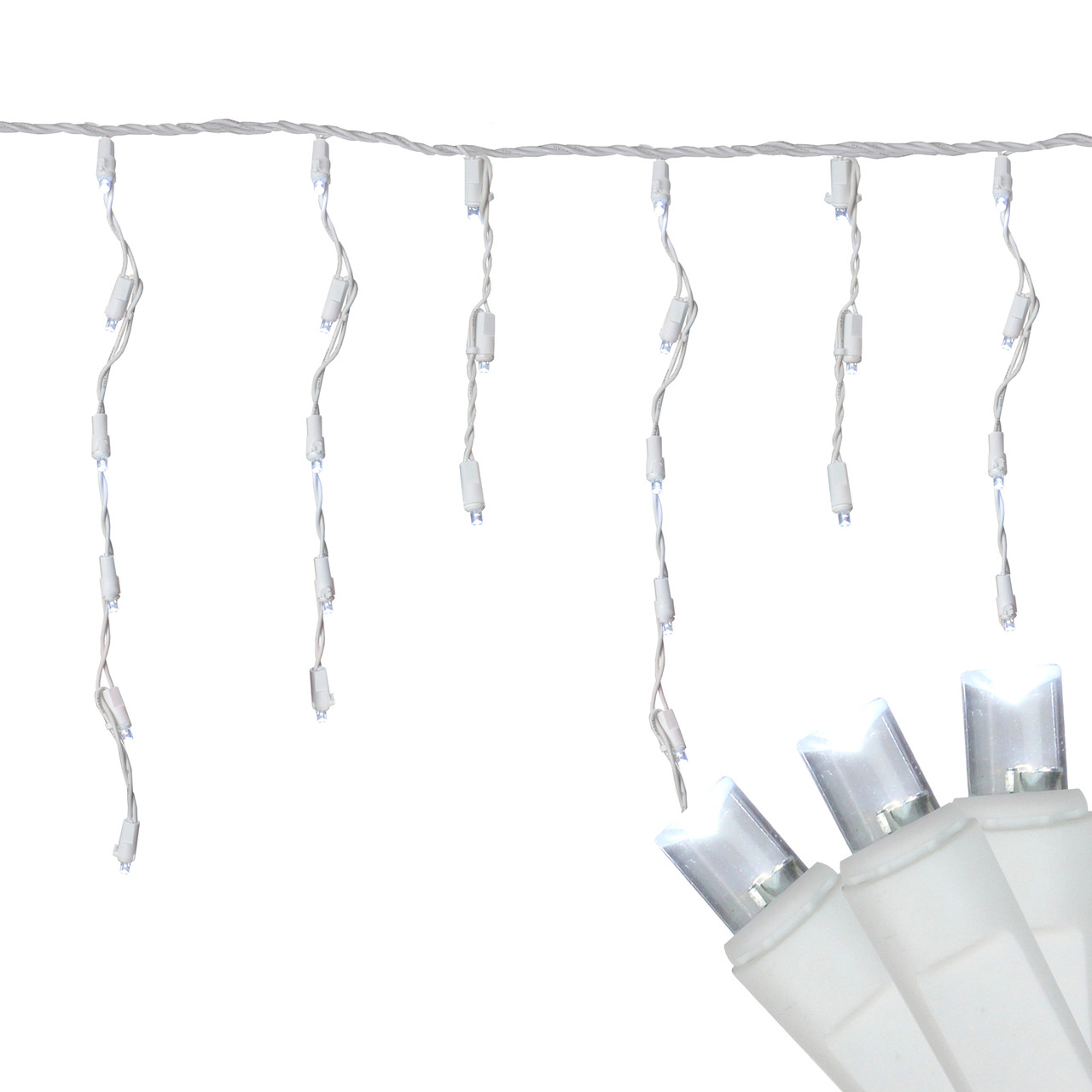 LED Wide Angle Icicle Christmas Lights - Cool White - 24.5' White Wire - 300ct