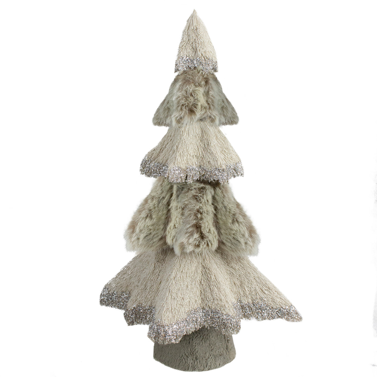 Sisal and Faux Fur Christmas Tree with Glitter - 20" - Gray