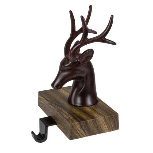 7.5" Brown Marbled Buck Deer Head Christmas Stocking Holder