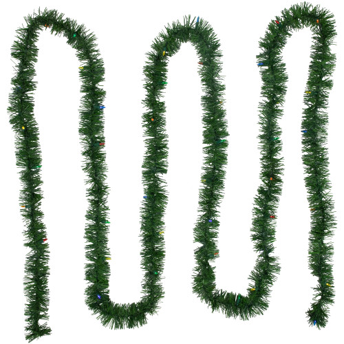 Pre-Lit LED Battery Operated Pine Artificial Christmas Garland - 18' - Multicolor Lights