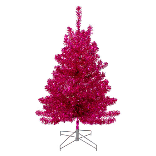 3' Metallic Pink Tinsel Artificial Christmas Tree - Unlit