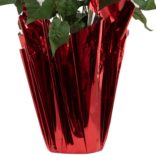 Artificial Christmas Poinsettia in Wrapped Base - 26" - White