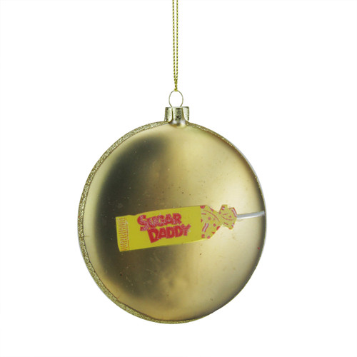 4" Gold and Red "Sugar Daddy" Milk Caramel Lollipop Christmas Disc Ornament