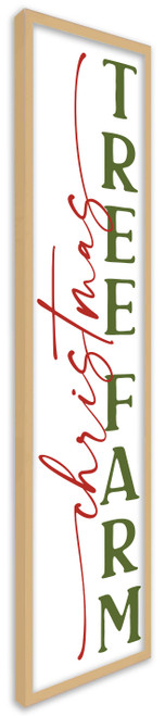 Christmas Tree Farm Tall 10" x 43.5" Framed Christmas Wall Decor Art Print Sign Poster in a Natural Wooden Frame with UV Acrylic and Hangers