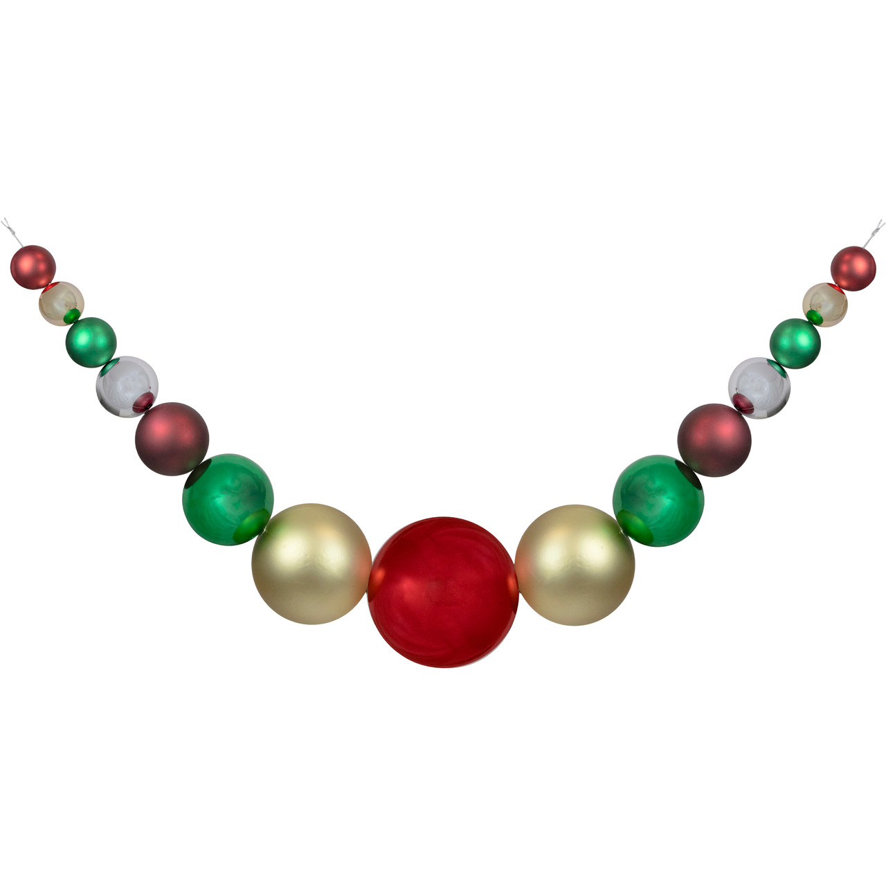 6' Shiny and Matte Traditional Colors Shatterproof Ball Christmas Swag