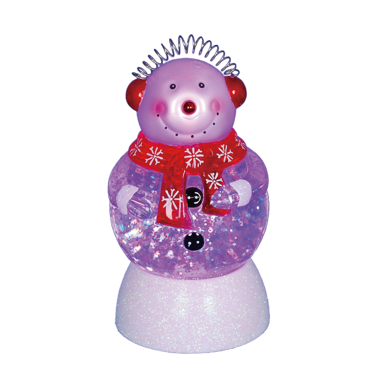 7.5" LED Lighted Color-Changing Snowman with Ear Muffs Snow Globe Christmas Figure