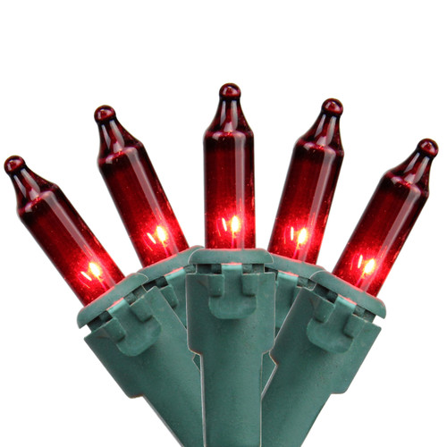 100-Count Red Mini Christmas Lights Set, 20.25ft Green Wire