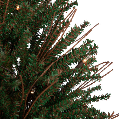 4' Medium Warsaw Twig Artificial Christmas Tree in Burlap Base - Clear Lights