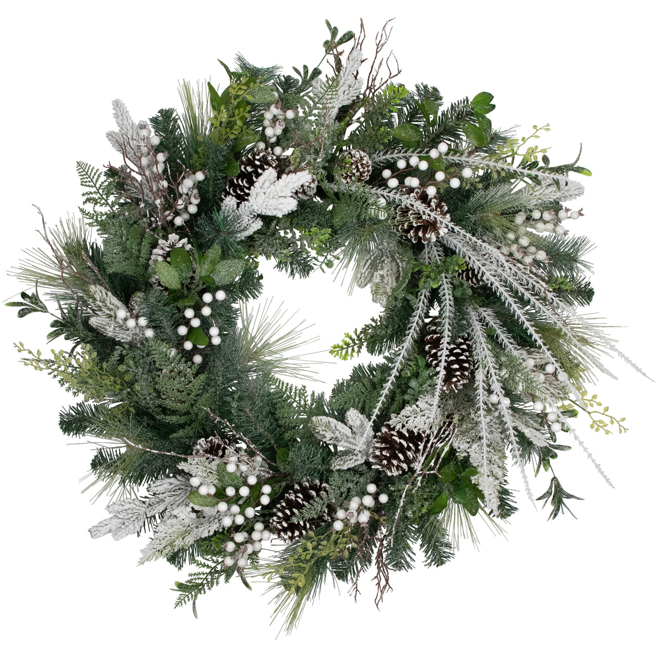 Real Touch?? Frosted Pinecones and Berries Christmas Wreath - 36" - Unlit